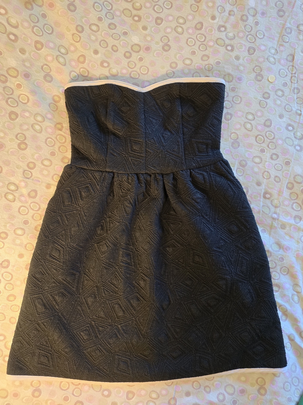 Sparkle & Fade Black Strapless Textured A-Line Dress